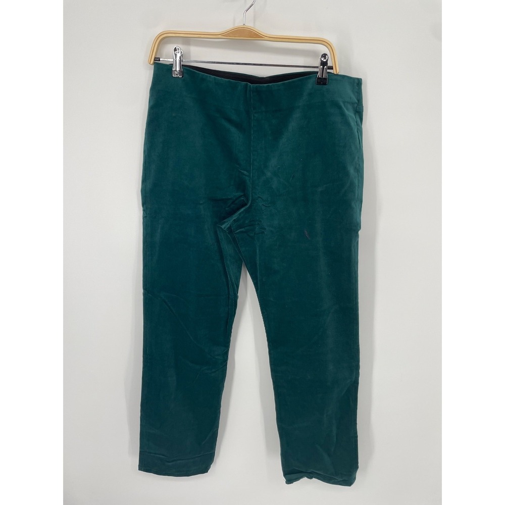 Soft Surroundings Velvet Corduroy Pants Womens Large Teal Green Pull On NWOT